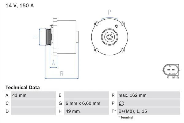 Bosch Alternator 0 986 041 750 4 Bosch Alternator 0 986 041 750 - Image 2